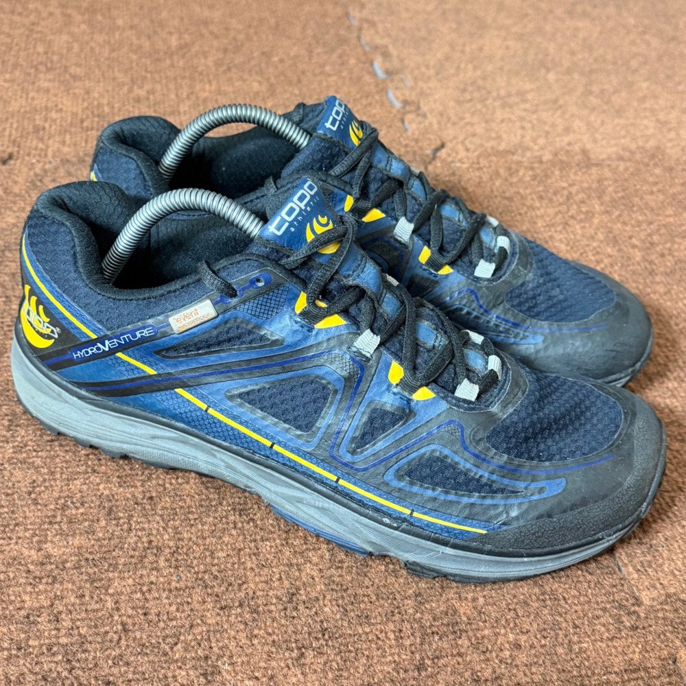 Topo‎ Athletic Hydroventure Mens Trail Running Shoes Navy Blue Yellow Waterproof